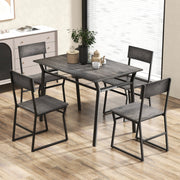5 Piece Dining Table Set with Storage Rack - Gray