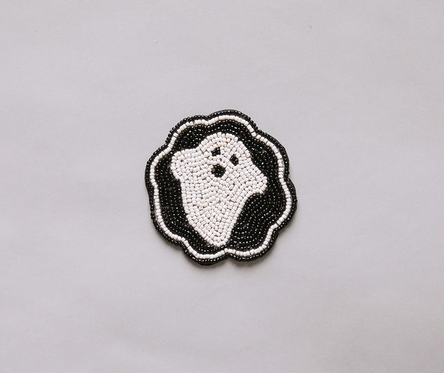 Handmade Beaded Ghost Coaster Halloween Cup Mat