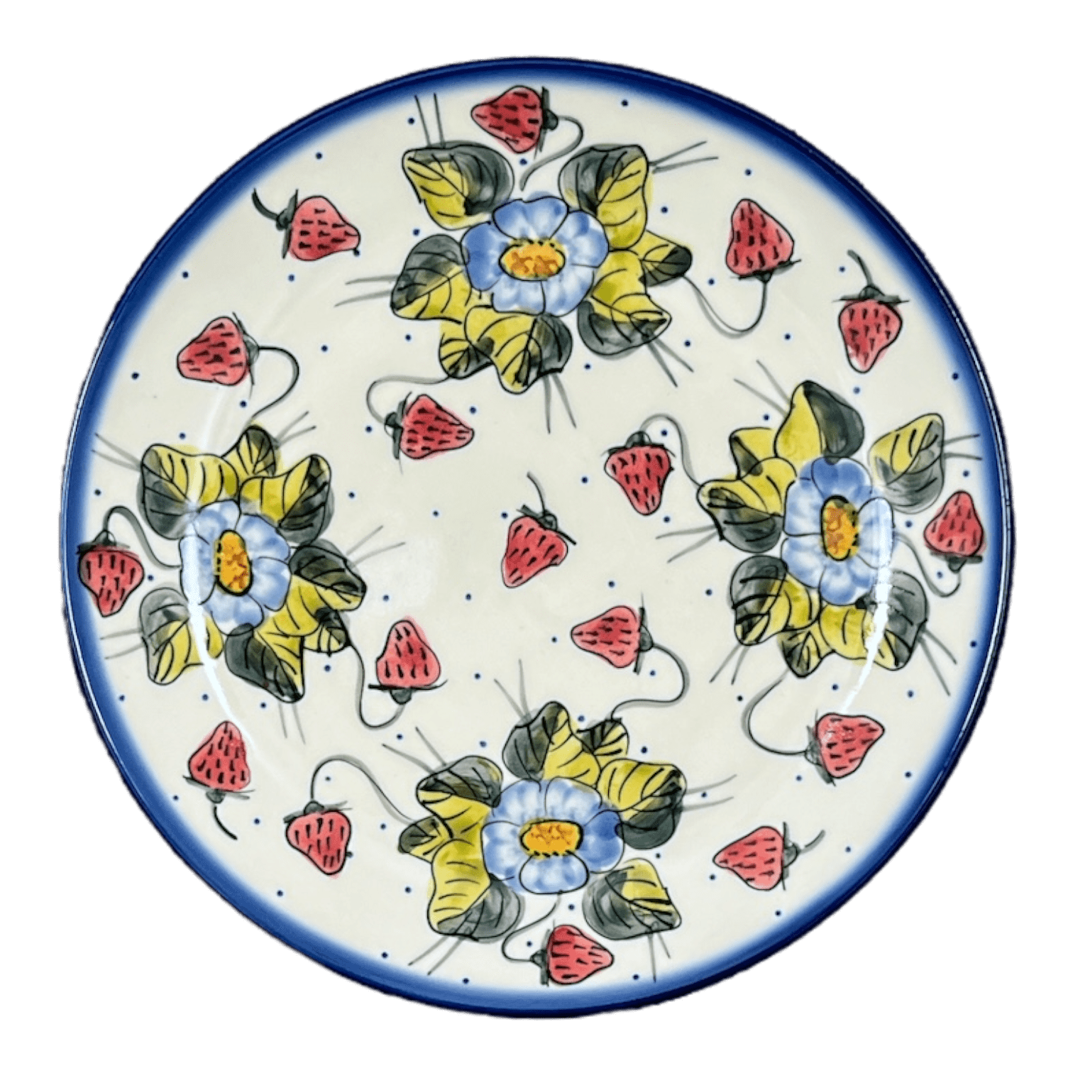 Plate, Round, Dinner, 10.25" Plate, WR (WR5C) in "Strawberries & Blossoms" by W.R. Ceramika | WR5C-WR2 by The Polish Pottery Outlet
