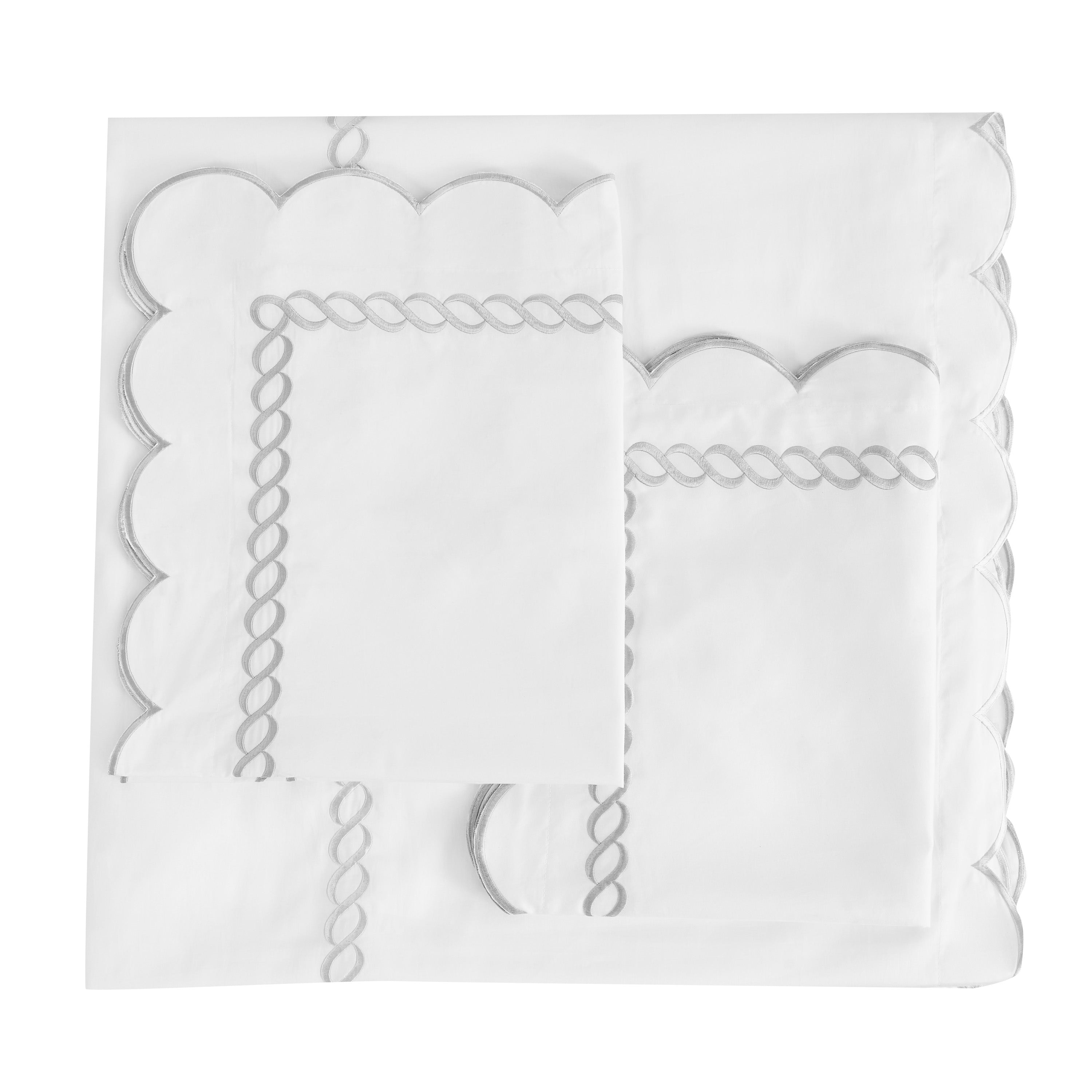 Scallop Rope Embroidered Cotton Duvet Set