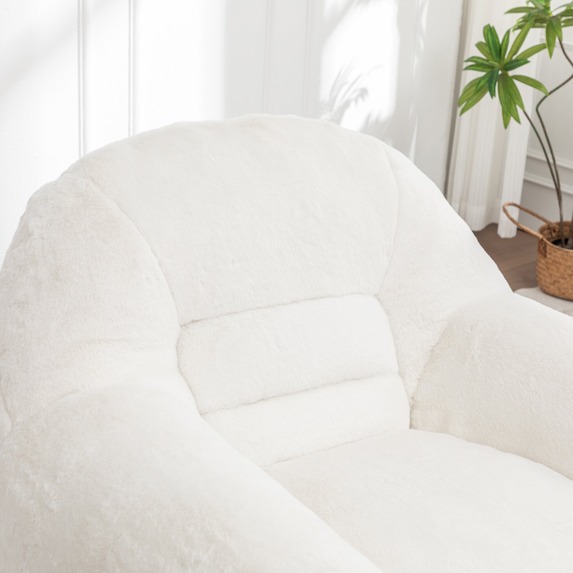Bean Bag Chair, Comfy Bean Bag Sofa with Back Support - White