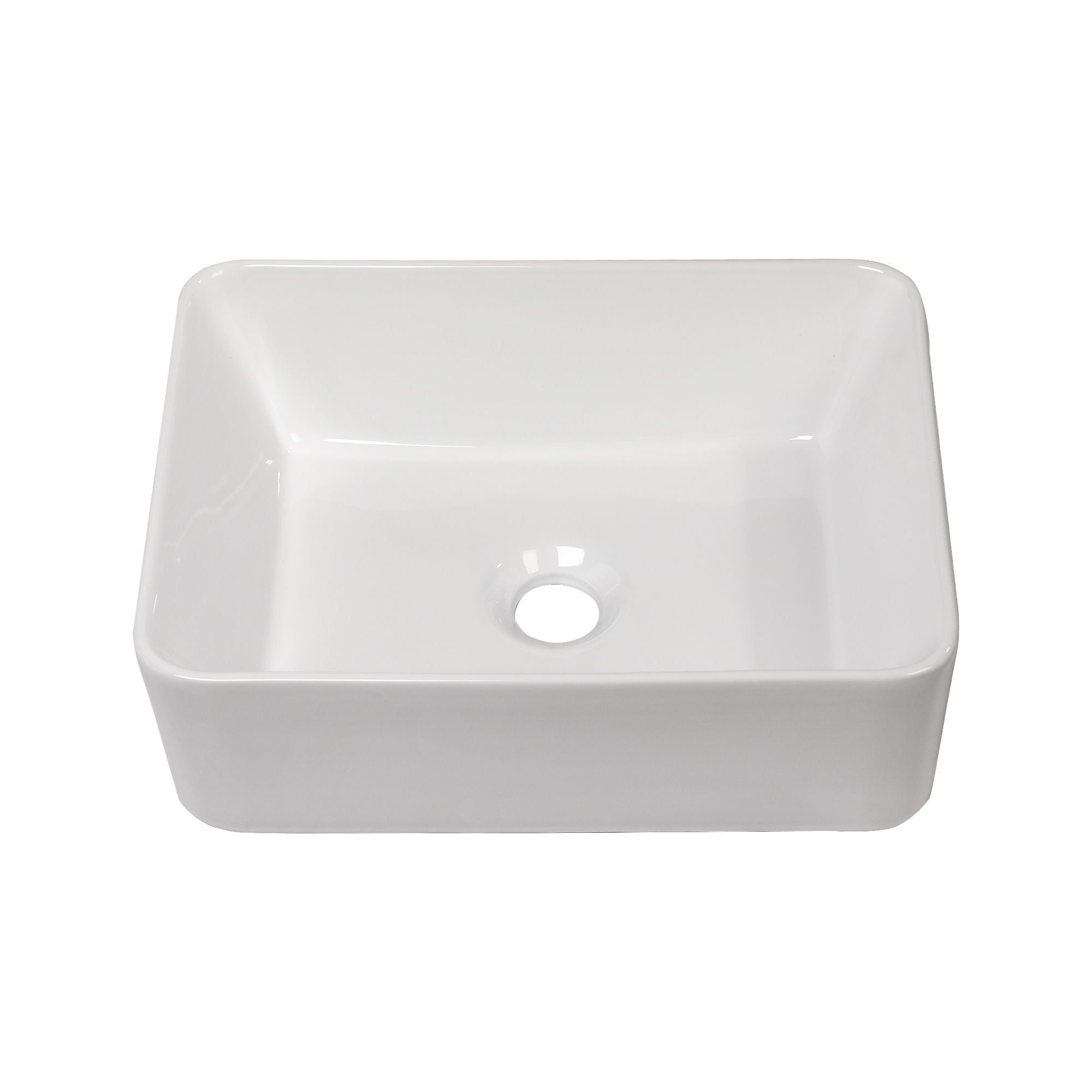 Sleek Ceramic Rectangular Vessel Bathroom Sink by Couch