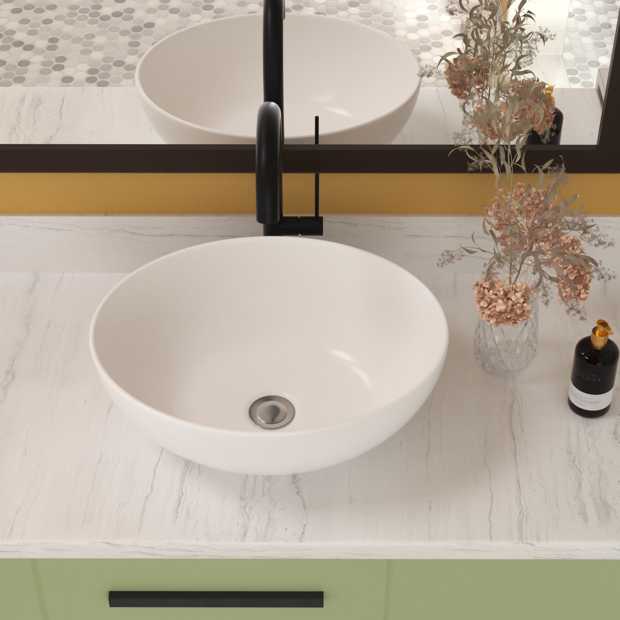 Oval Vessel Bathroom Sink - White by Couch