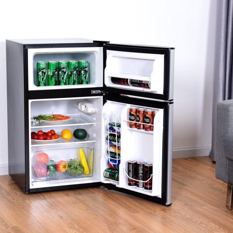 3.2 cu. ft Mini Fridge Black, with Freezer & Reversible Door