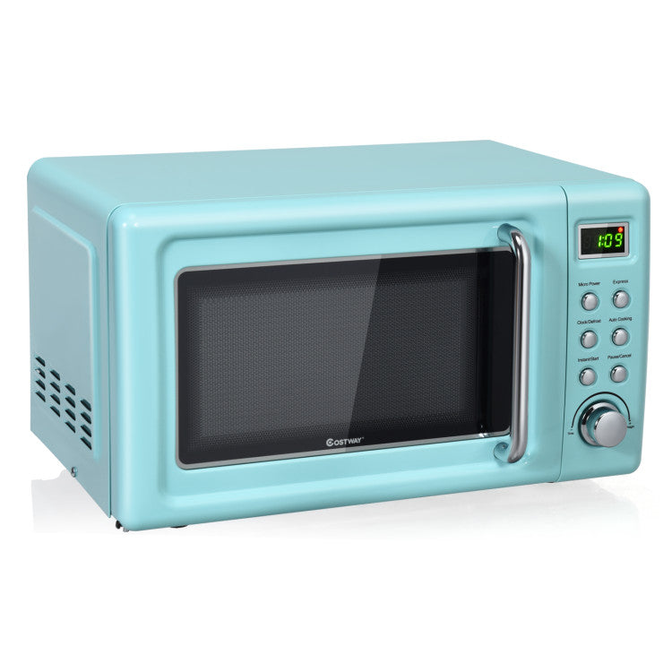 700W Retro Countertop Microwave with 5 Power Levels & Auto Cook