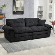 84' Chenille Sofa Small Sofa Loveseat Deep Seat Sofa Couch - Black