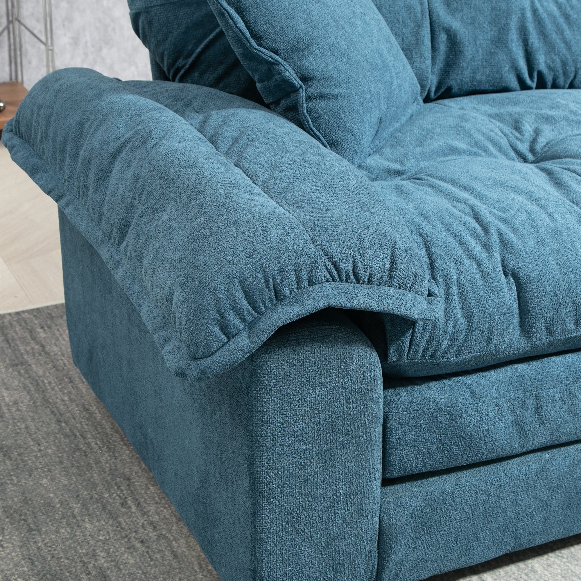 84' Chenille Sofa Small Sofa Loveseat Couch, Blue