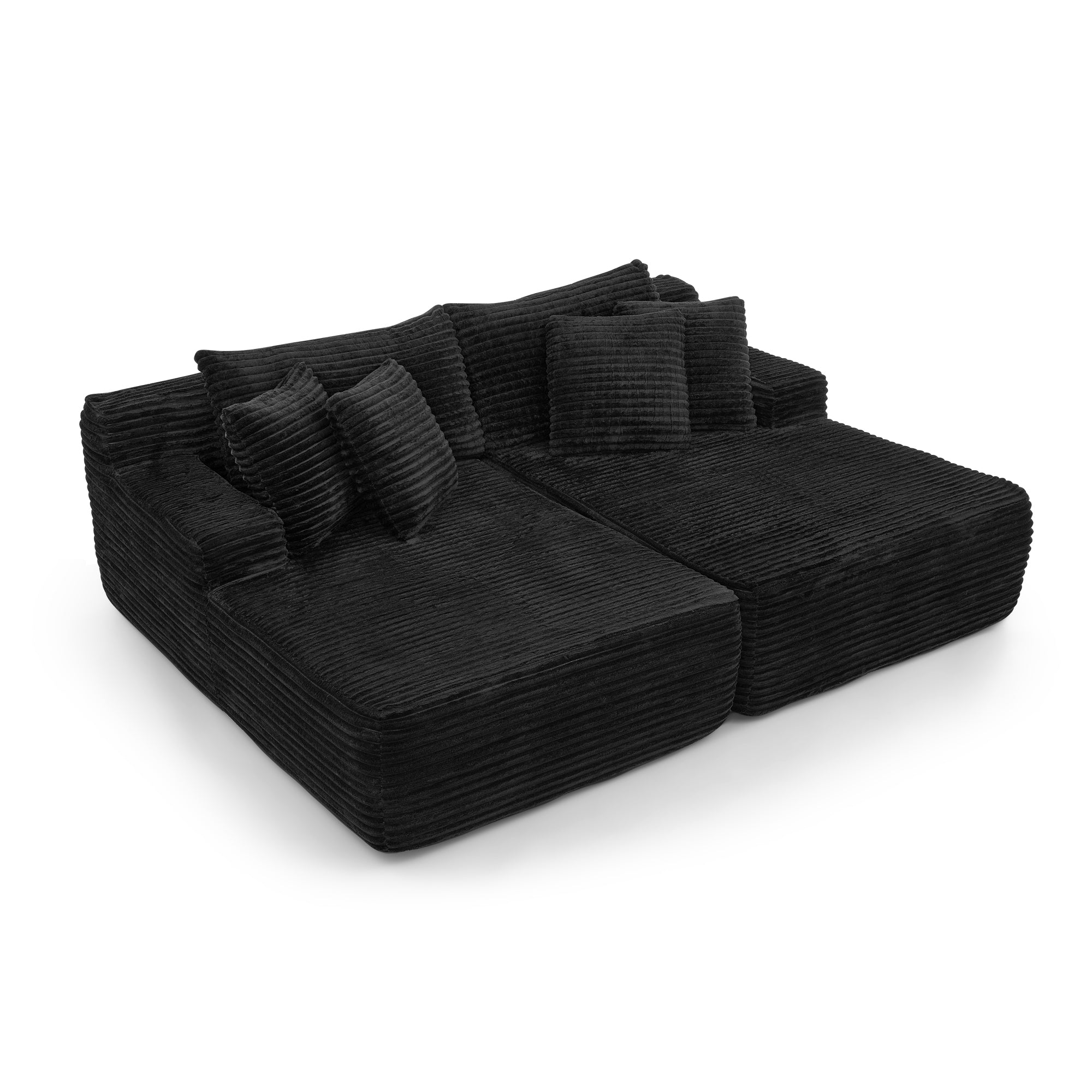 Two-Seater Lazy Sofa Lounge Chair -Black