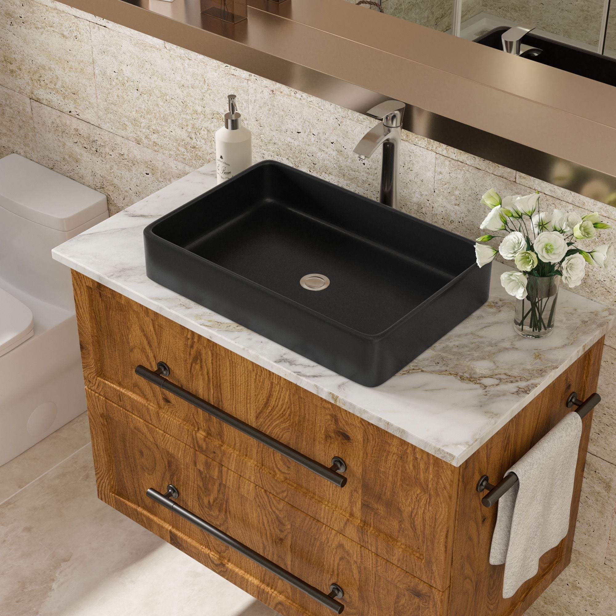 European Design Ceramic Rectangular Vessel Bathroom Sink by Couch