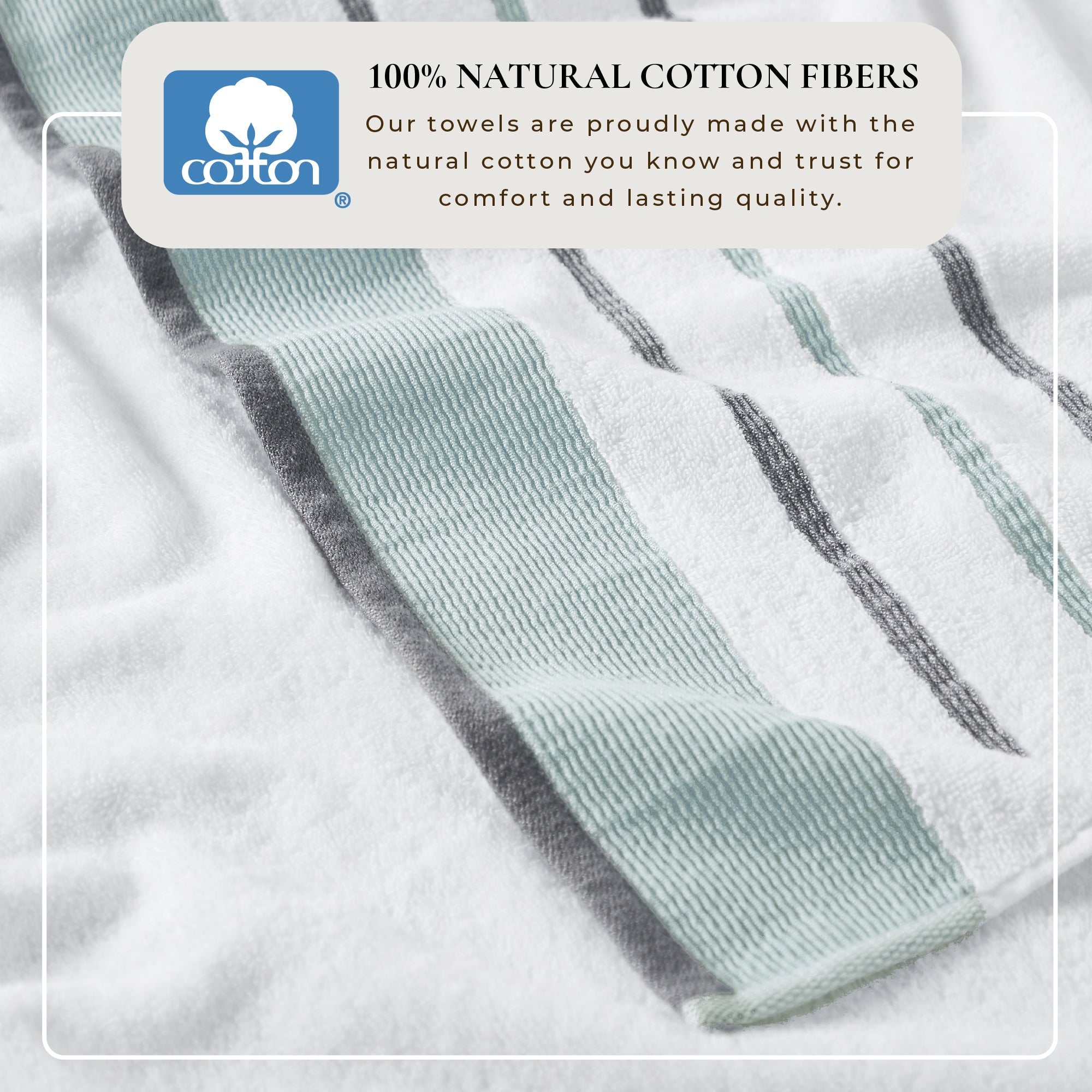 Decorative Cotton Stripe Bath Towel Set - Noelle Collection