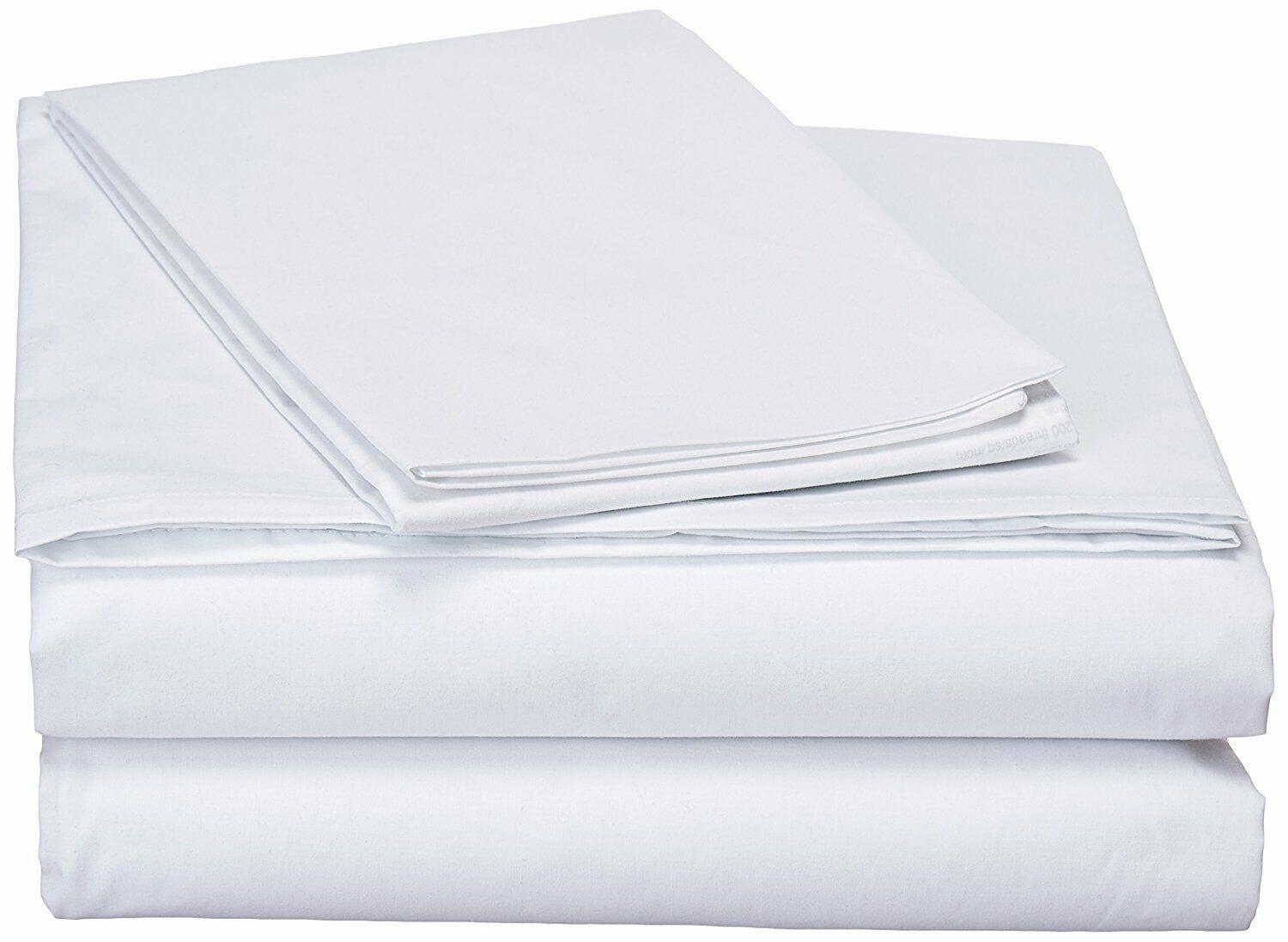 White Soft Fitted & Flat Bed Sheets w/ Pillow Cases Set