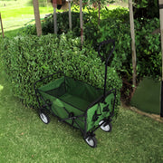 Folding Wagon Garden Shopping Beach Cart (Green)