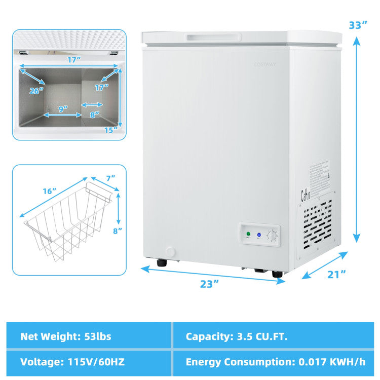 3.5/5 Cu.ft Compact Chest Freezer with Basket