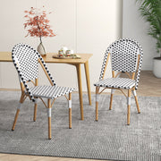 French Bistro Chair Set of 2 with Galvanized Metal Frame - White