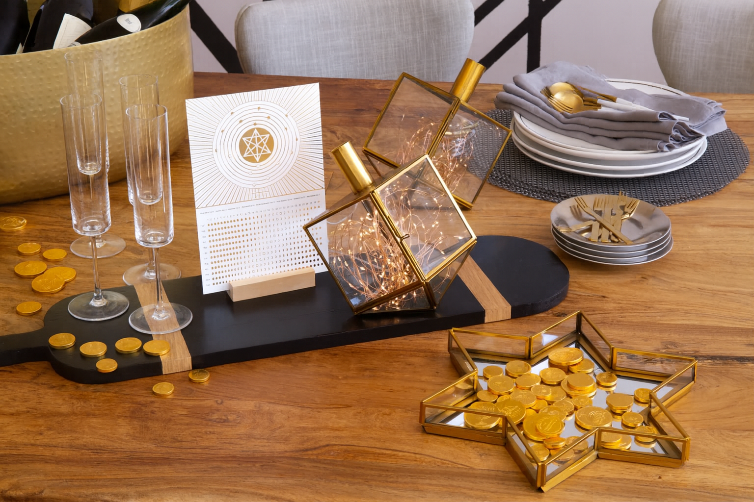 Radiant Hanukkah Candle Holder Gift Set