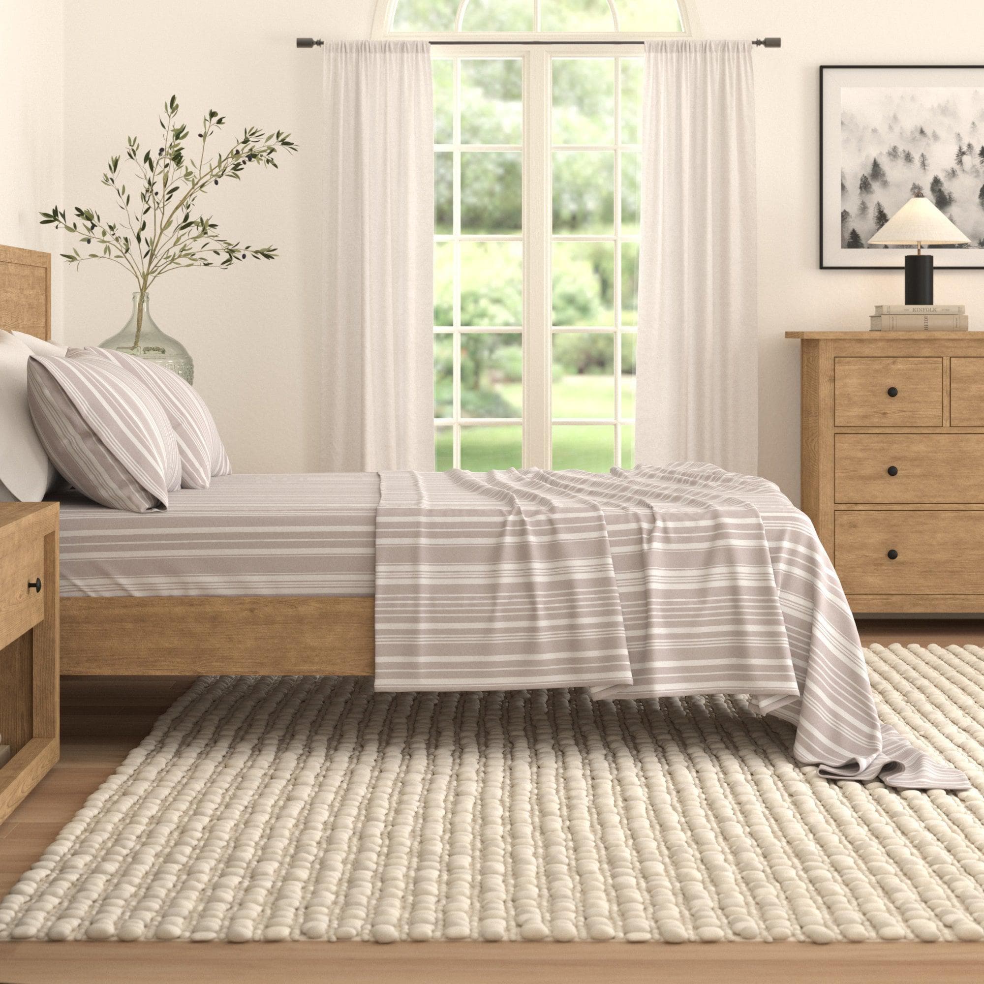4-Piece Striped Microfiber Sheet Set - Elouise Collection