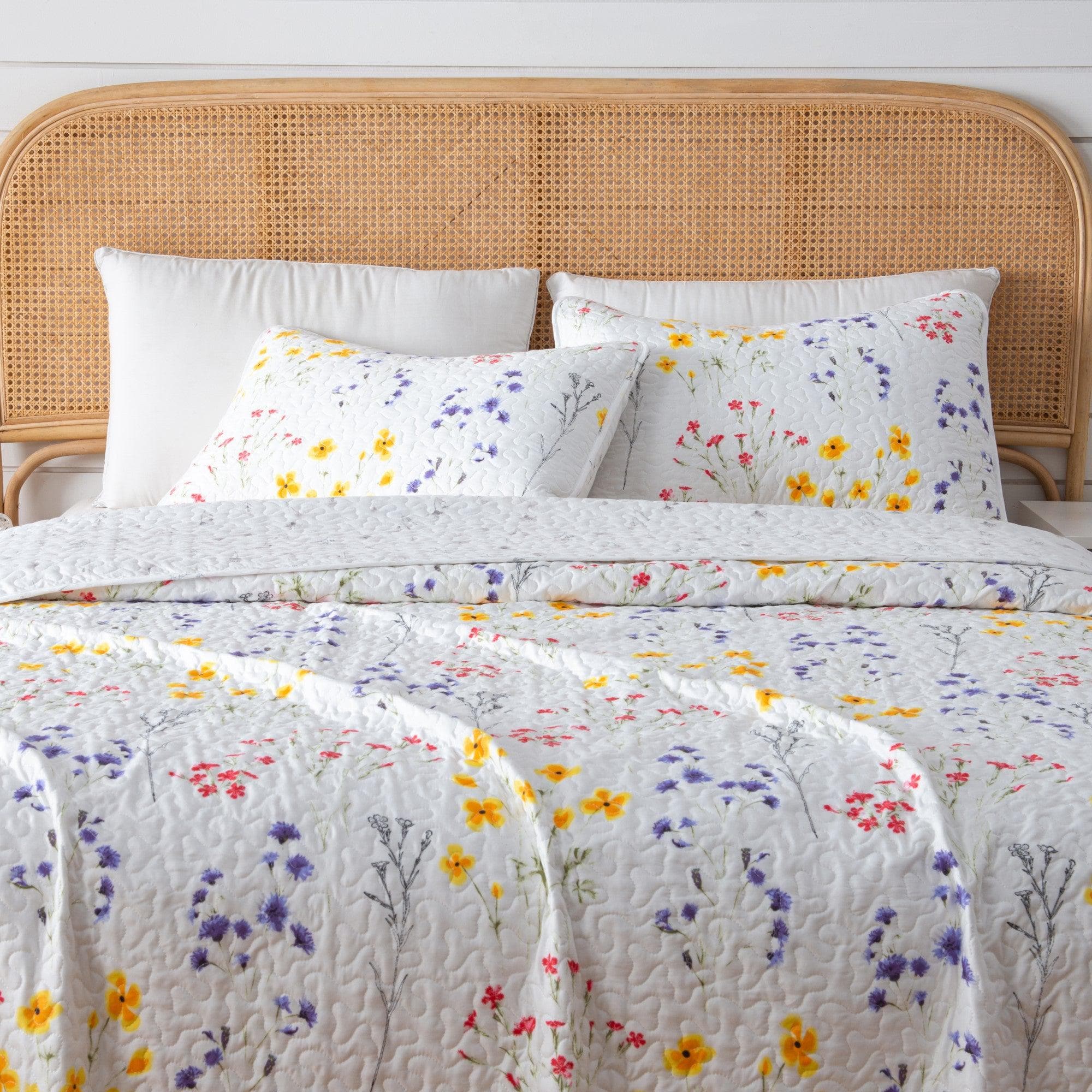 Colorful Floral 3 Piece Quilt Set - Marianne Collection
