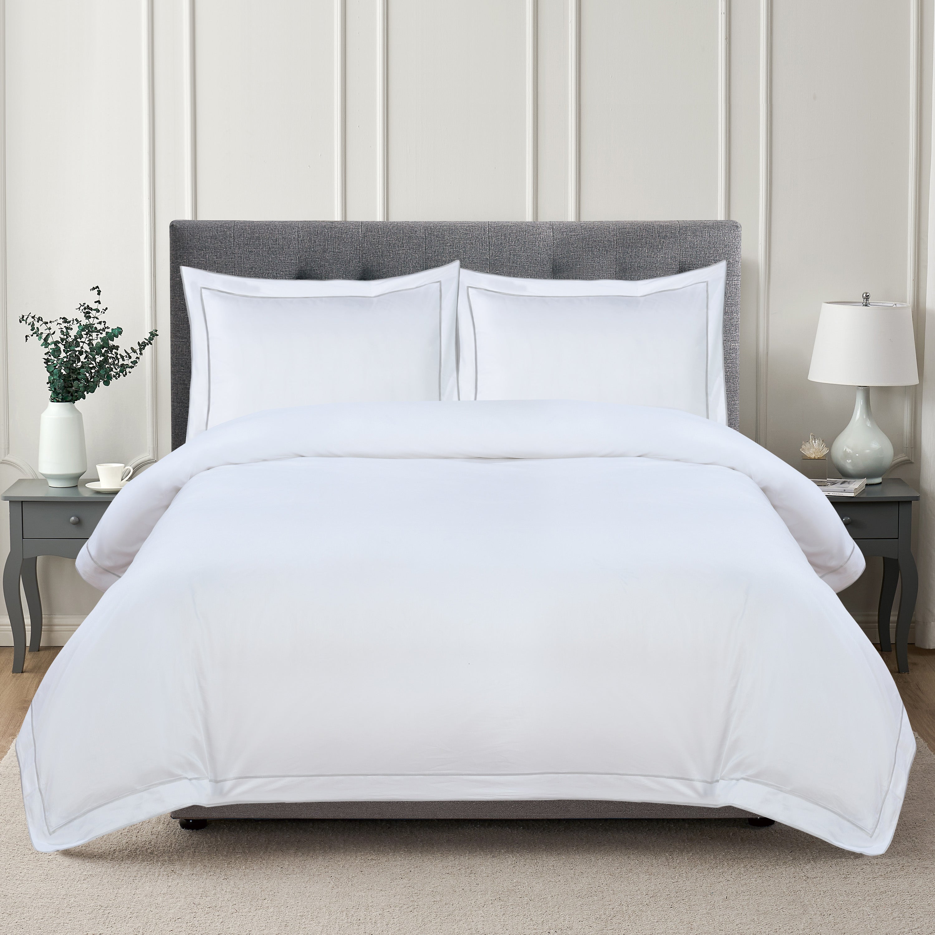 Framed Sateen Embroidered Cotton Duvet Set