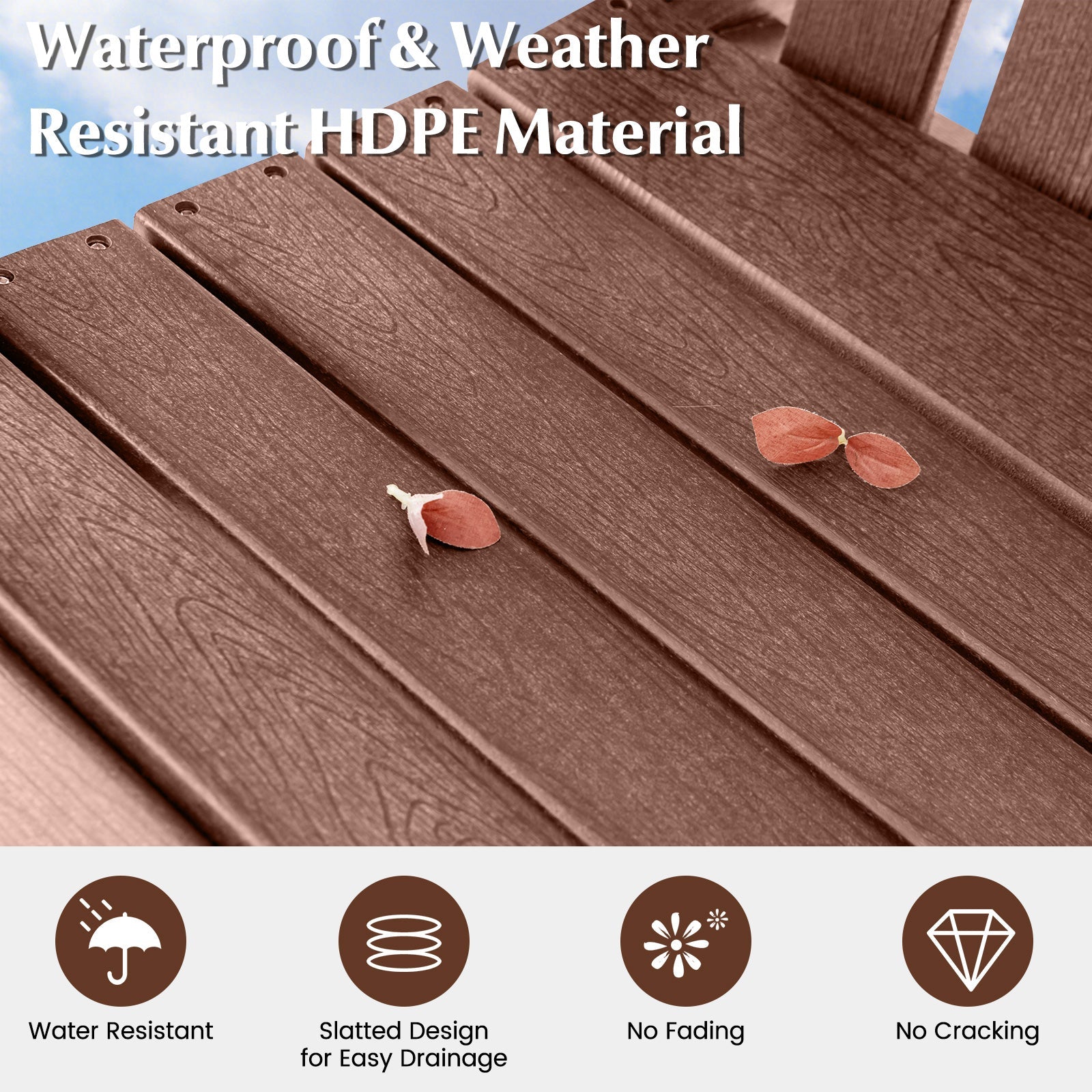Patio Chair with Armrest and Footrest - Coffee