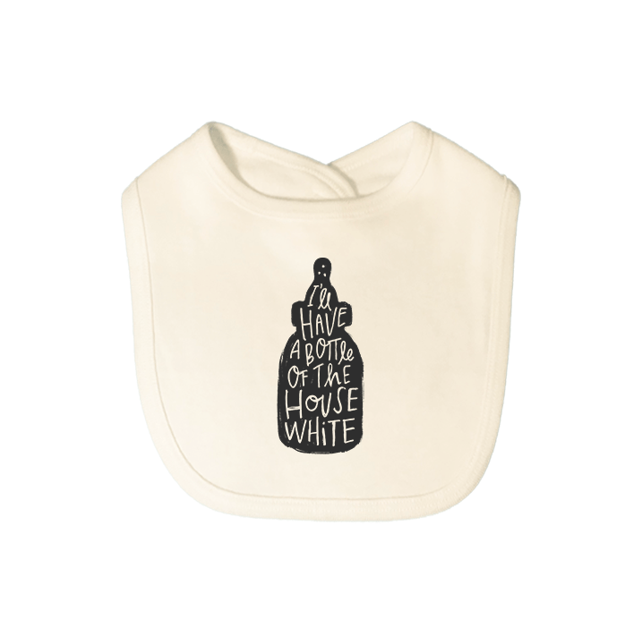 Finn + Emma graphic bib | house white