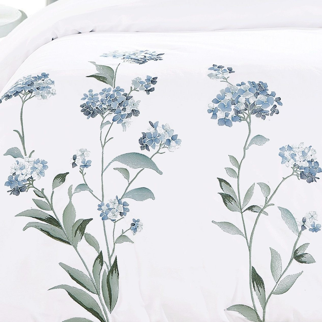 Hydrangea Embroidered Duvet Cover Set