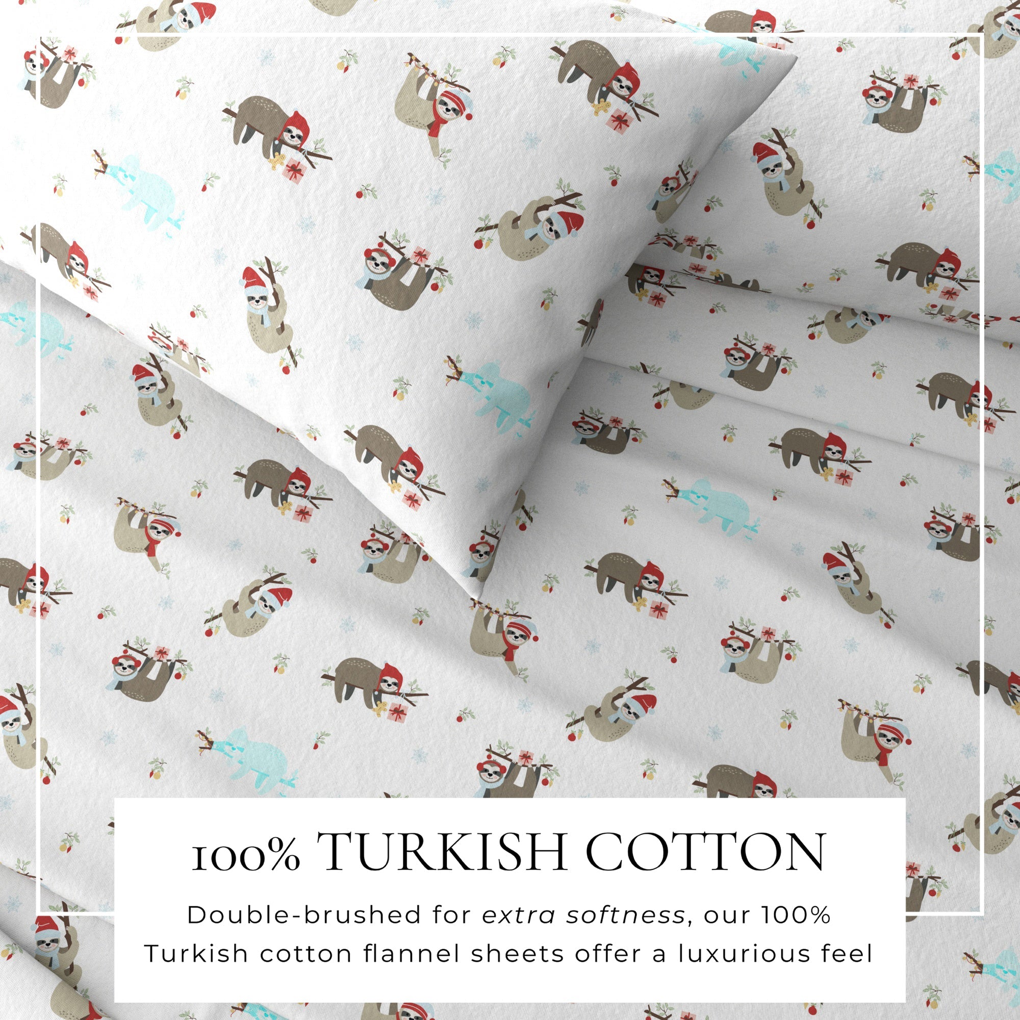 4-Piece Turkish Cotton Christmas Flannel Sheet - Whittaker Collection