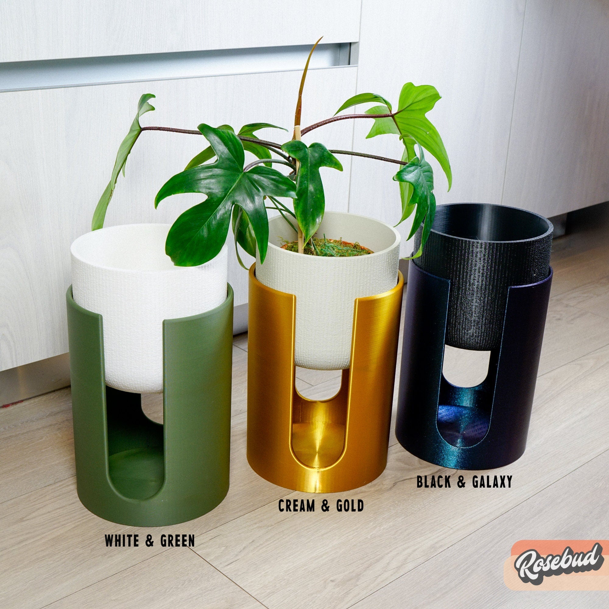 Modern Elevated Planter and Plant Stand Set