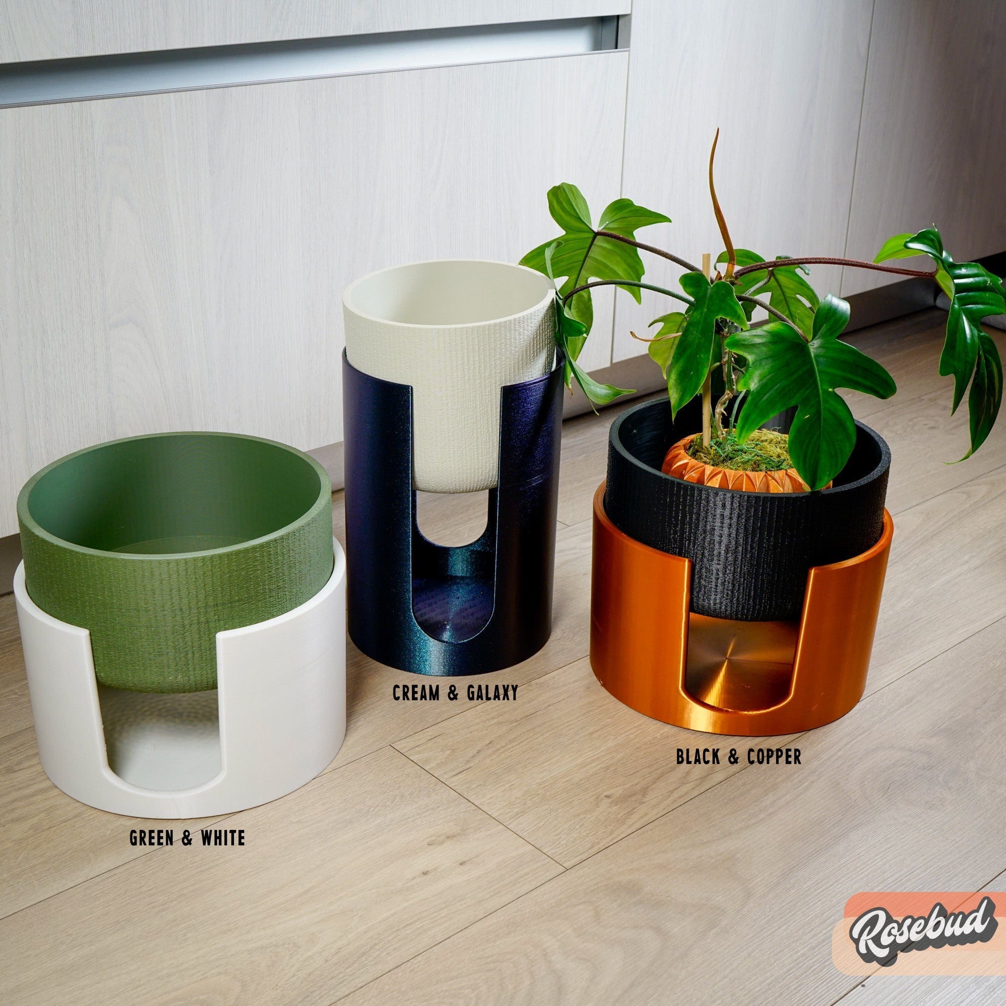 Modern Elevated Planter and Plant Stand Set