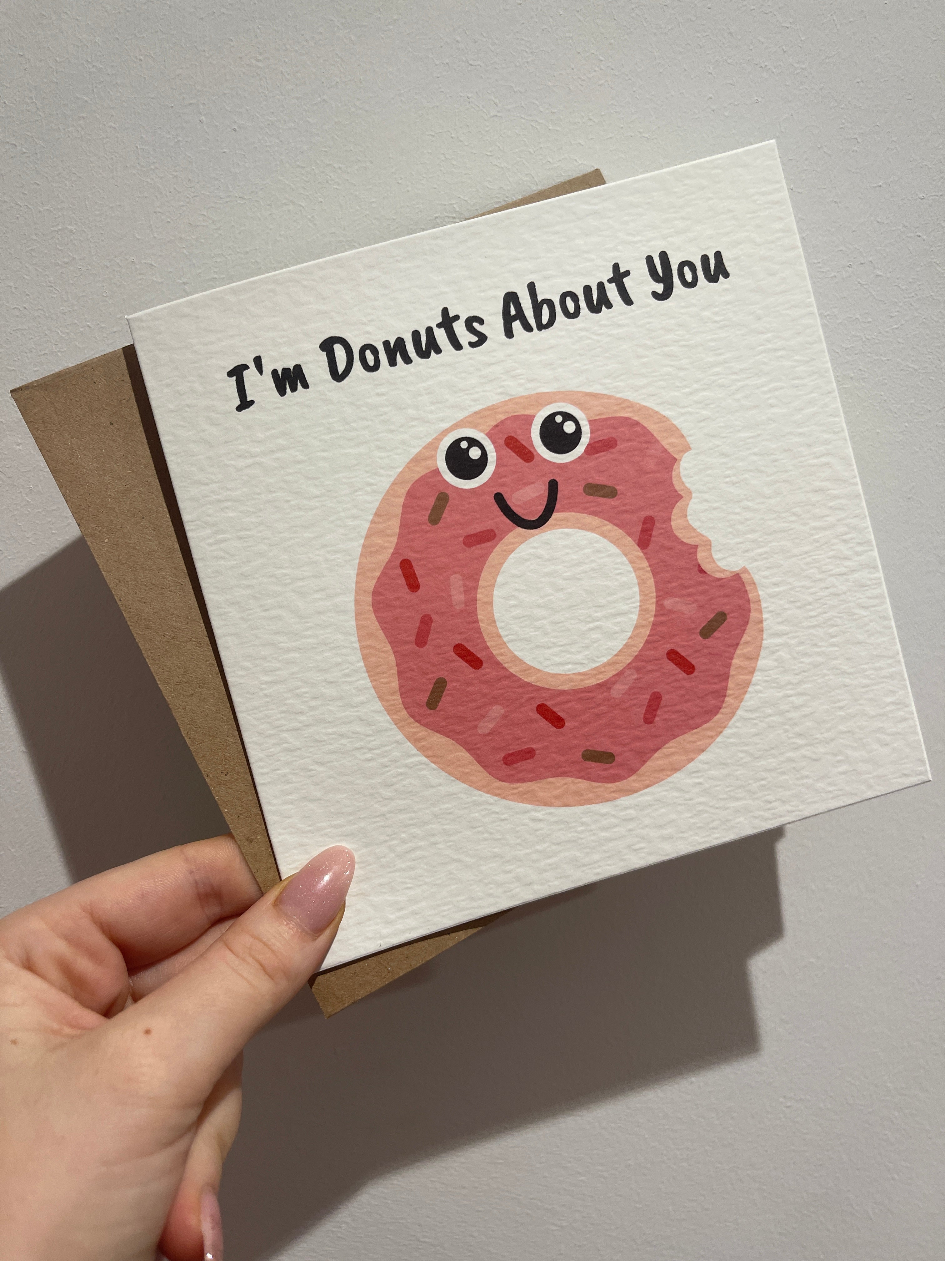 'I'm Donuts About You', Valentines Day, Hammered Card & Envelope