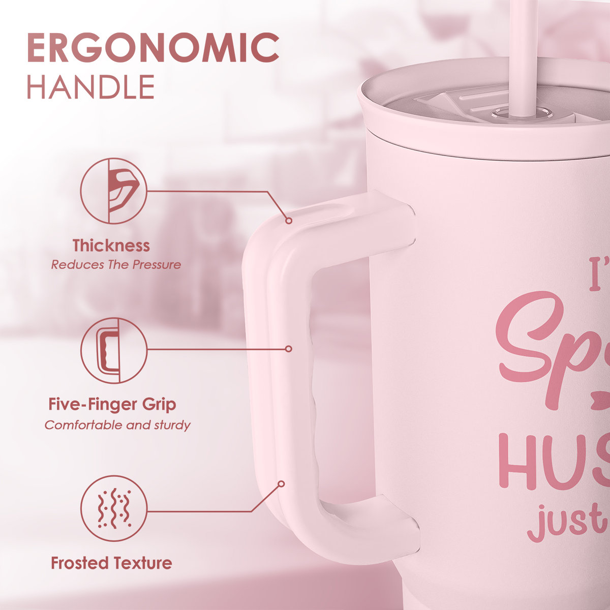 Valentine's Day Travel Tumbler for Wife - 40oz, Pink
