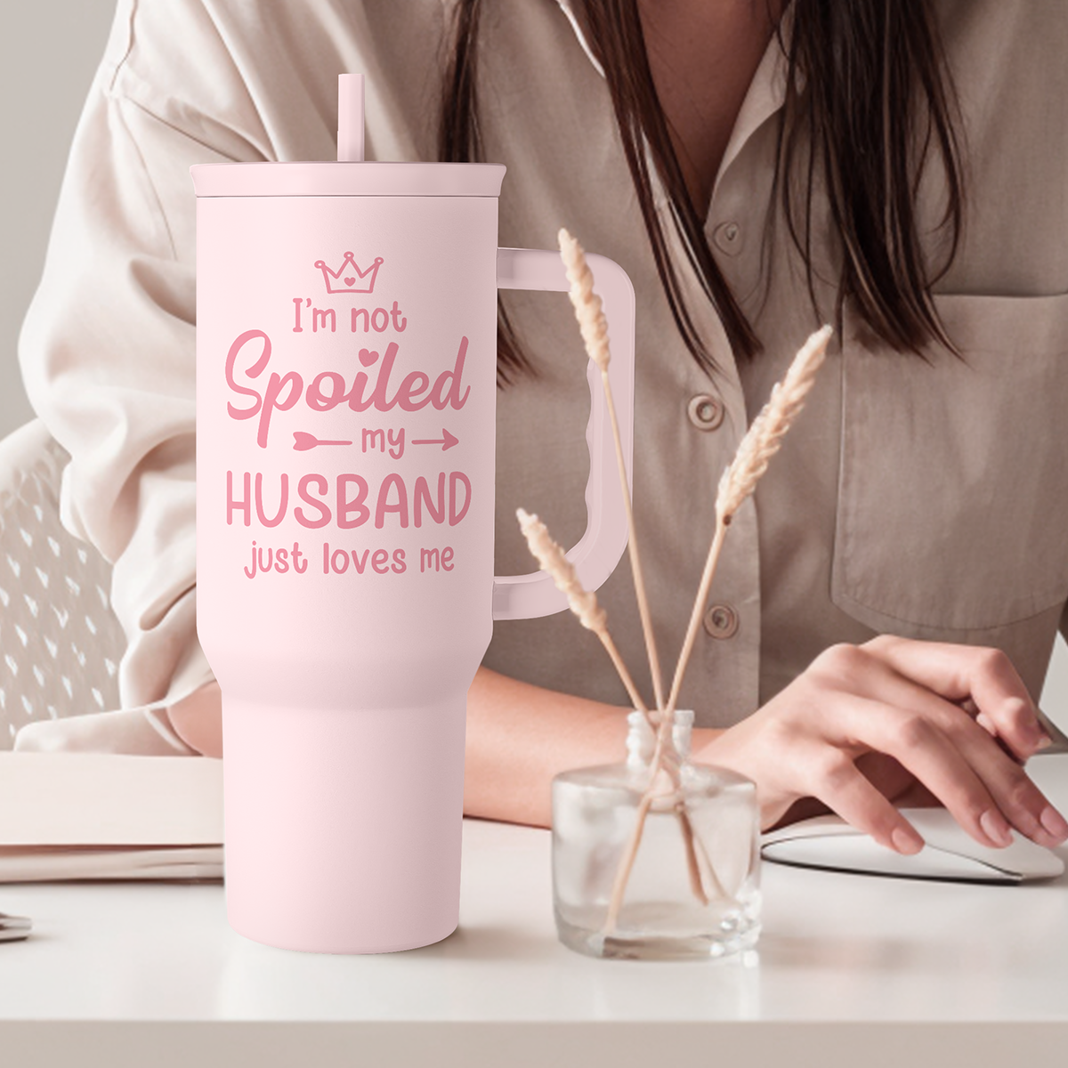Valentine's Day Travel Tumbler for Wife - 40oz, Pink