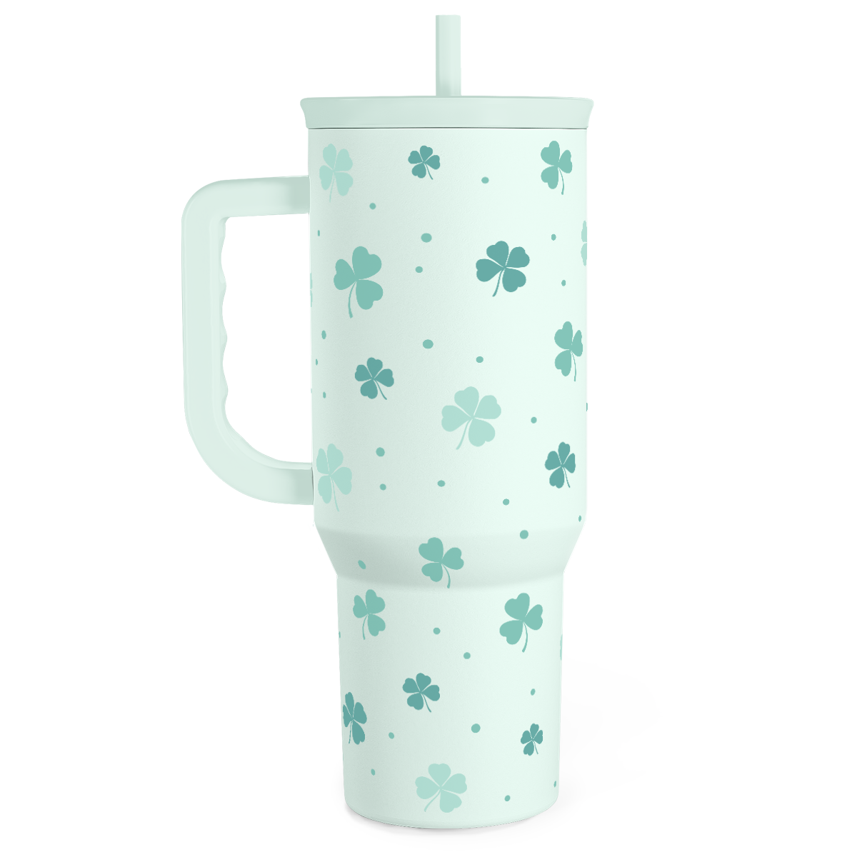 Shamrock  St. Patrick's Day Tumbler with Handle &Straw - 40oz