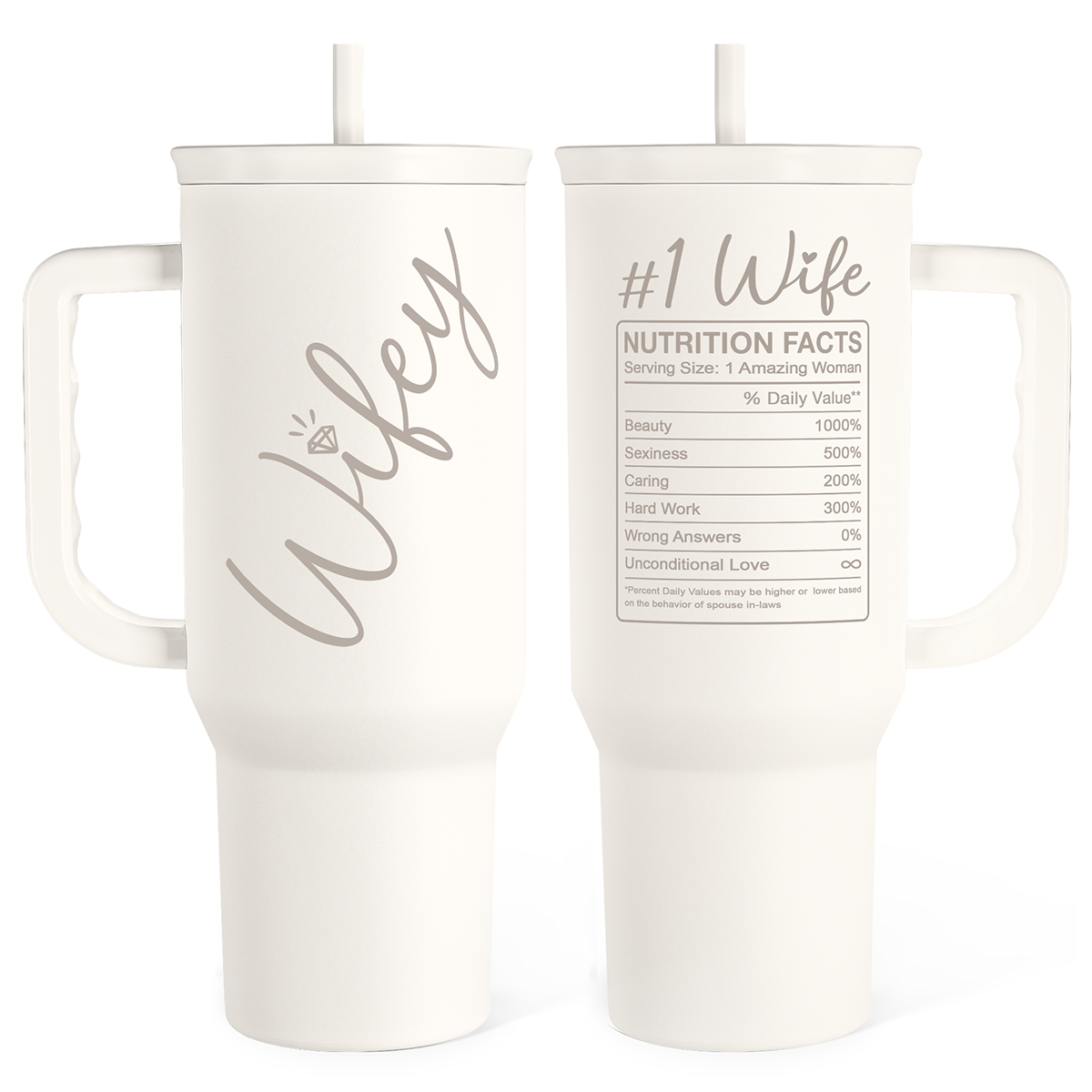 Valentine's Day Travel Tumbler for Wife - 40oz, White