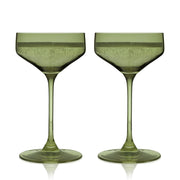 Reserve Nouveau Crystal Coupe Glasses in Sage Set of 2