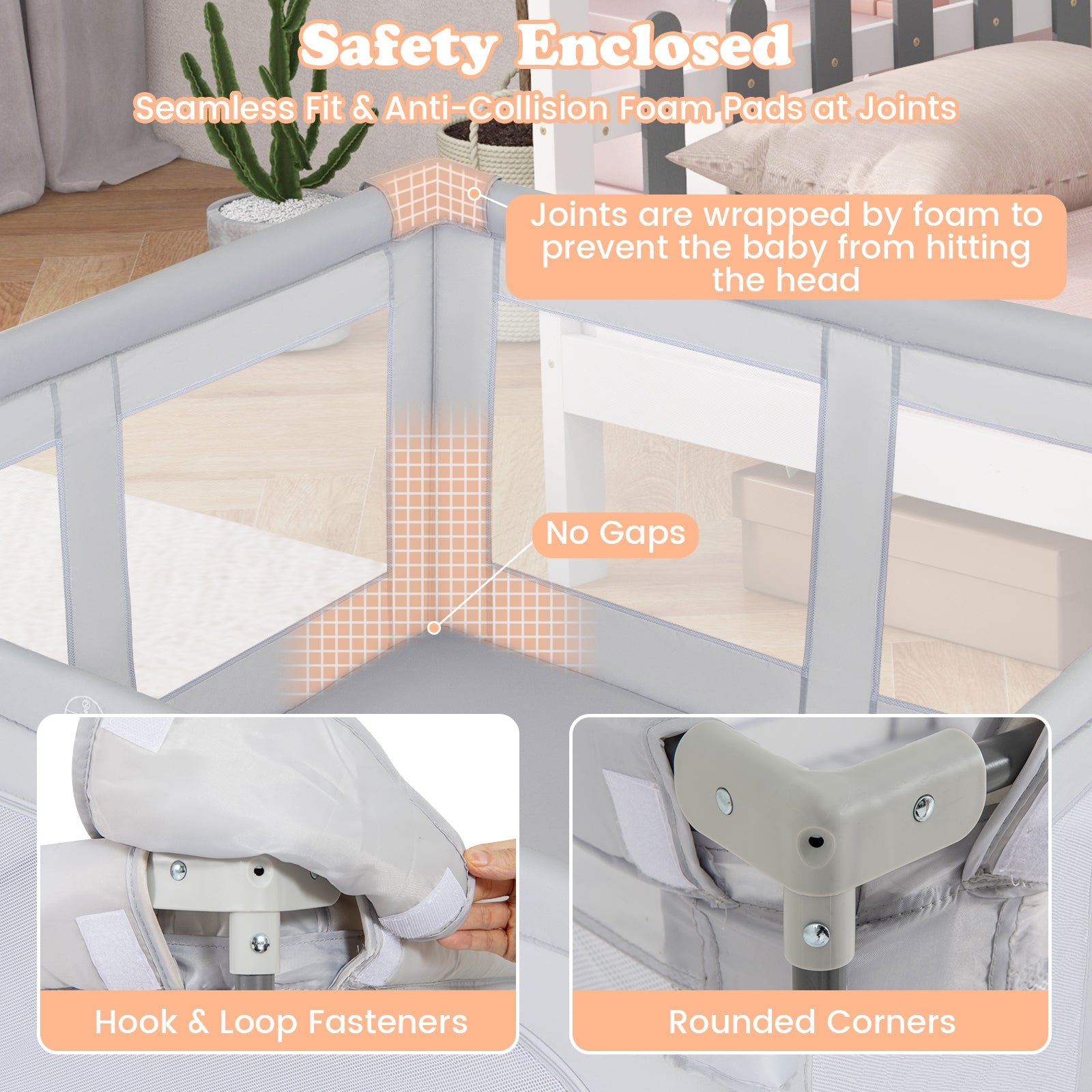 Large Baby Playpen  Play Yard with Zipper Gate-M