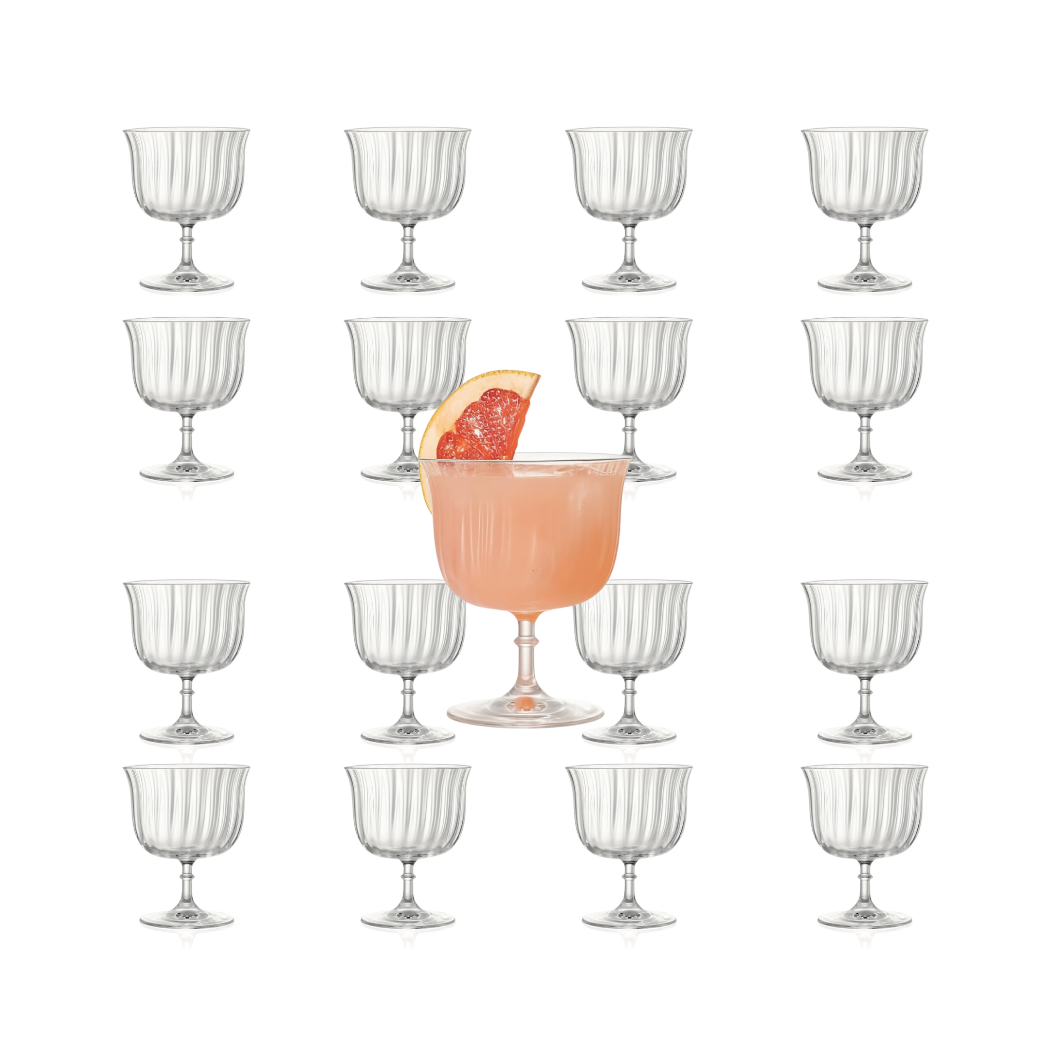 Rims Orient-Coupe Dessert/Paloma Ribbed Martini & Wine Glasses - (Lotus) - 9.25oz
