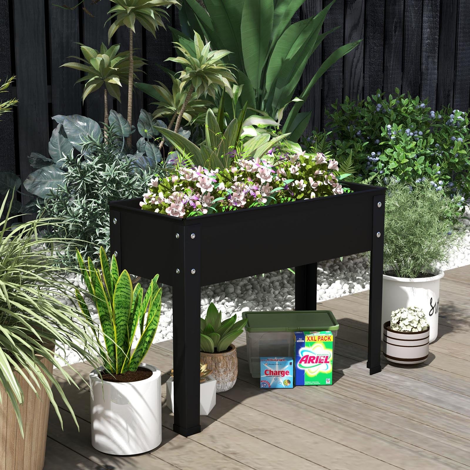 Metal Raised Garden Bed with Legs and Drainage Hole