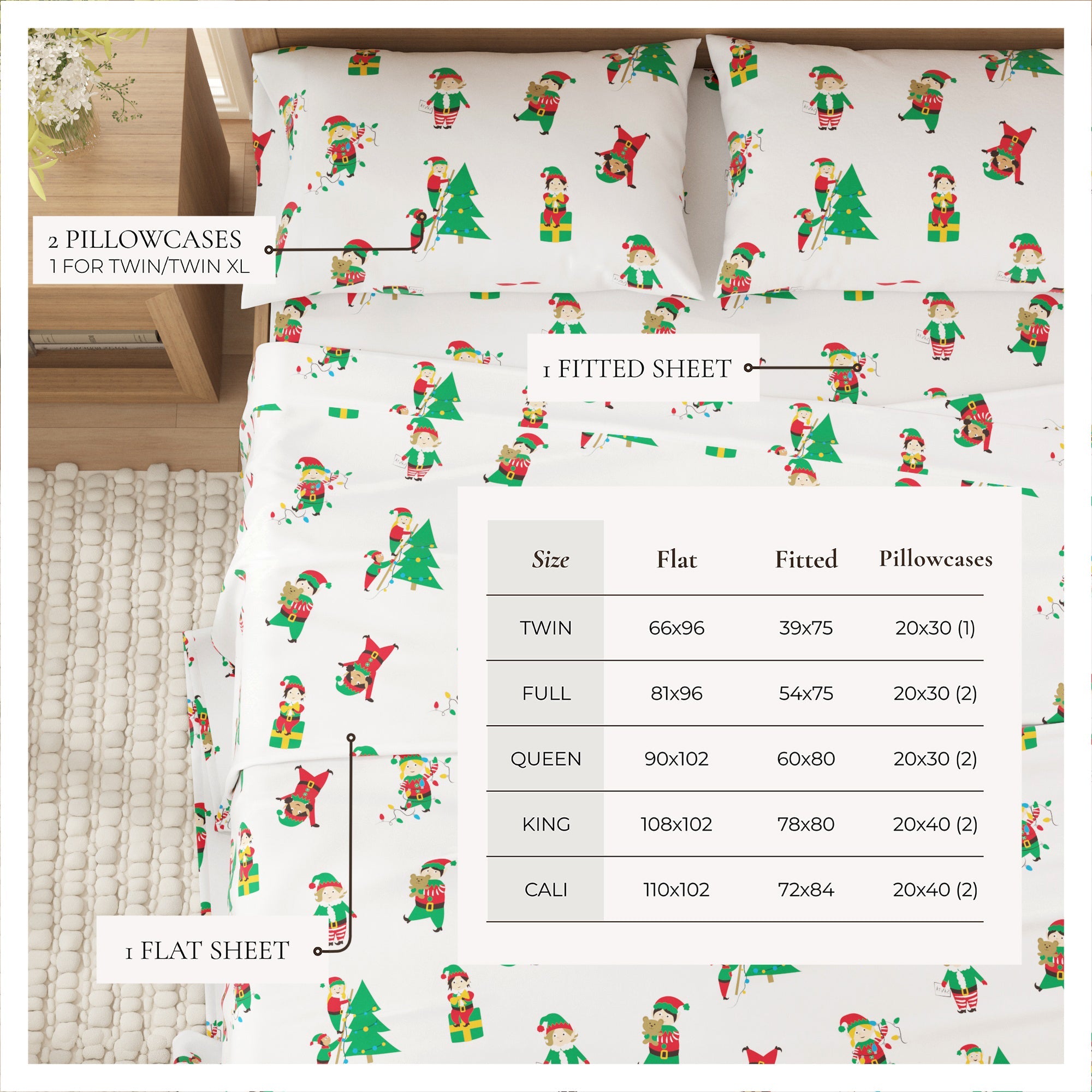 4-Piece Turkish Cotton Christmas Flannel Sheet - Whittaker Collection