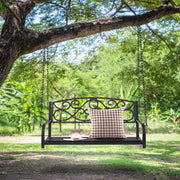 Outdoor 2-Person Metal Porch Swing Chair - Brown
