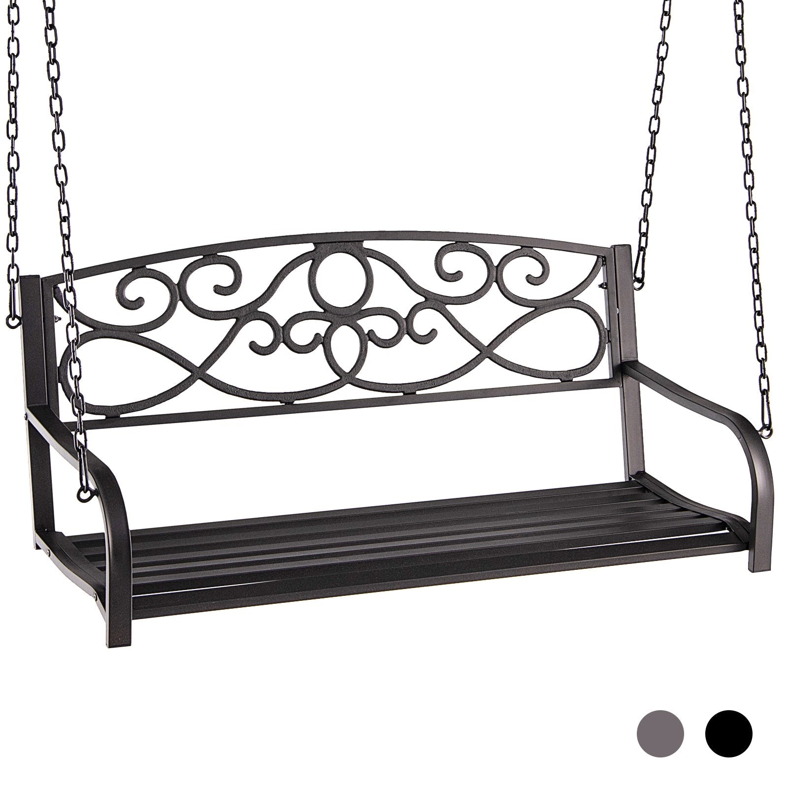 Outdoor 2-Person Metal Porch Swing Chair - Brown