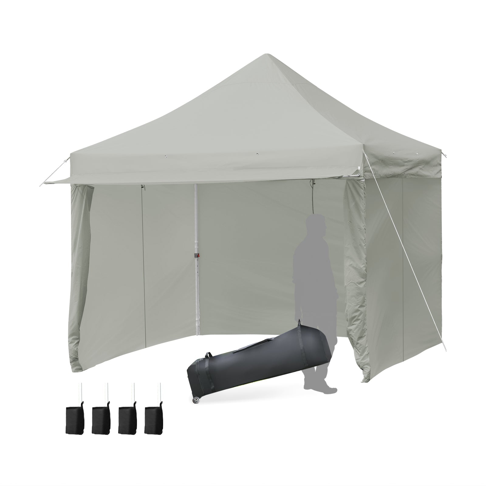 10 x 10 Feet Pop up Gazebo with 4 Height and Adjust Folding Awning - Gray