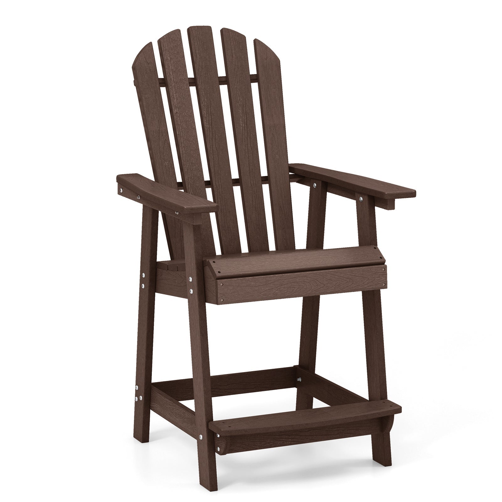 Patio Chair with Armrest and Footrest - Brown