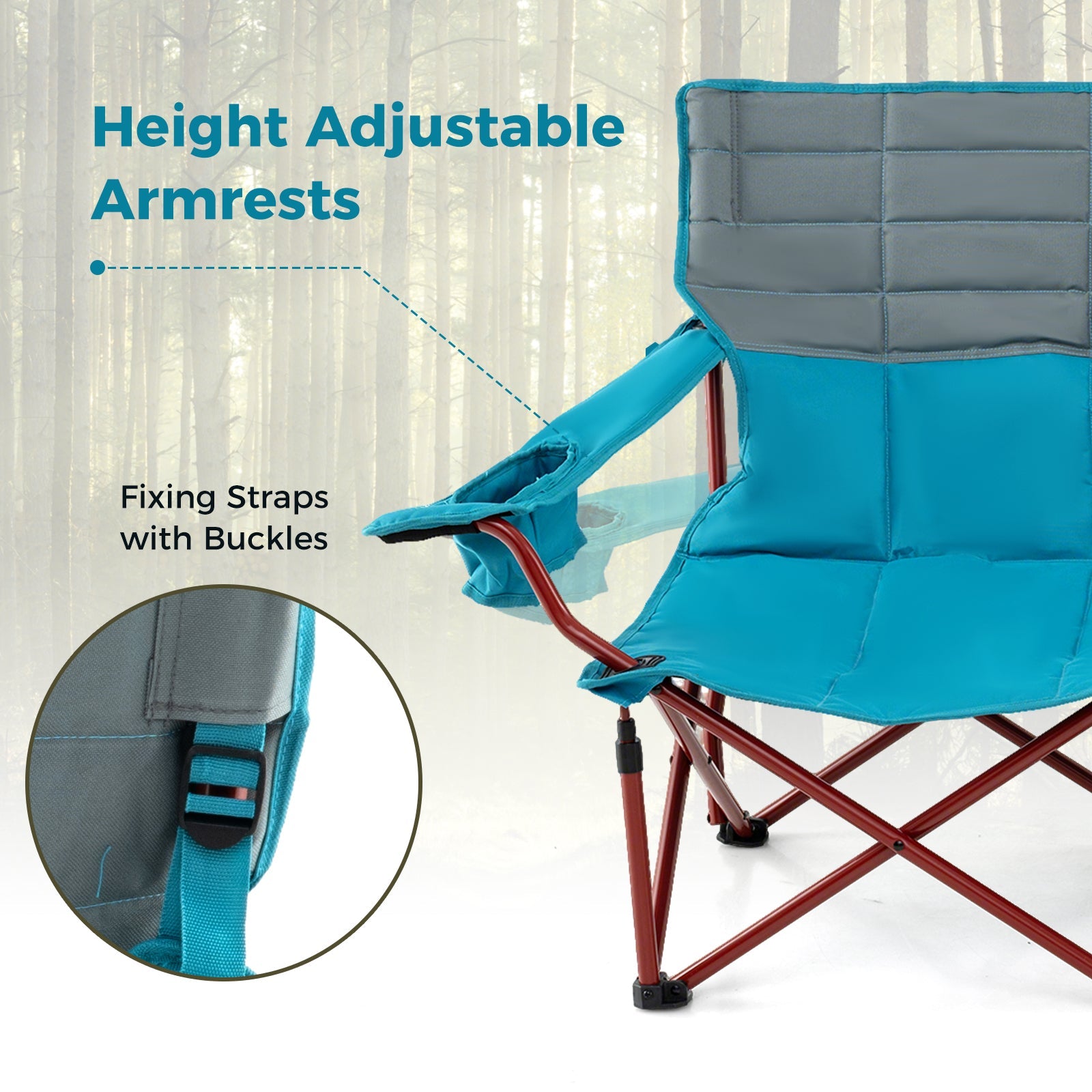 Oversized Camping Chair Folding Loveseat Camping Couch - Blue