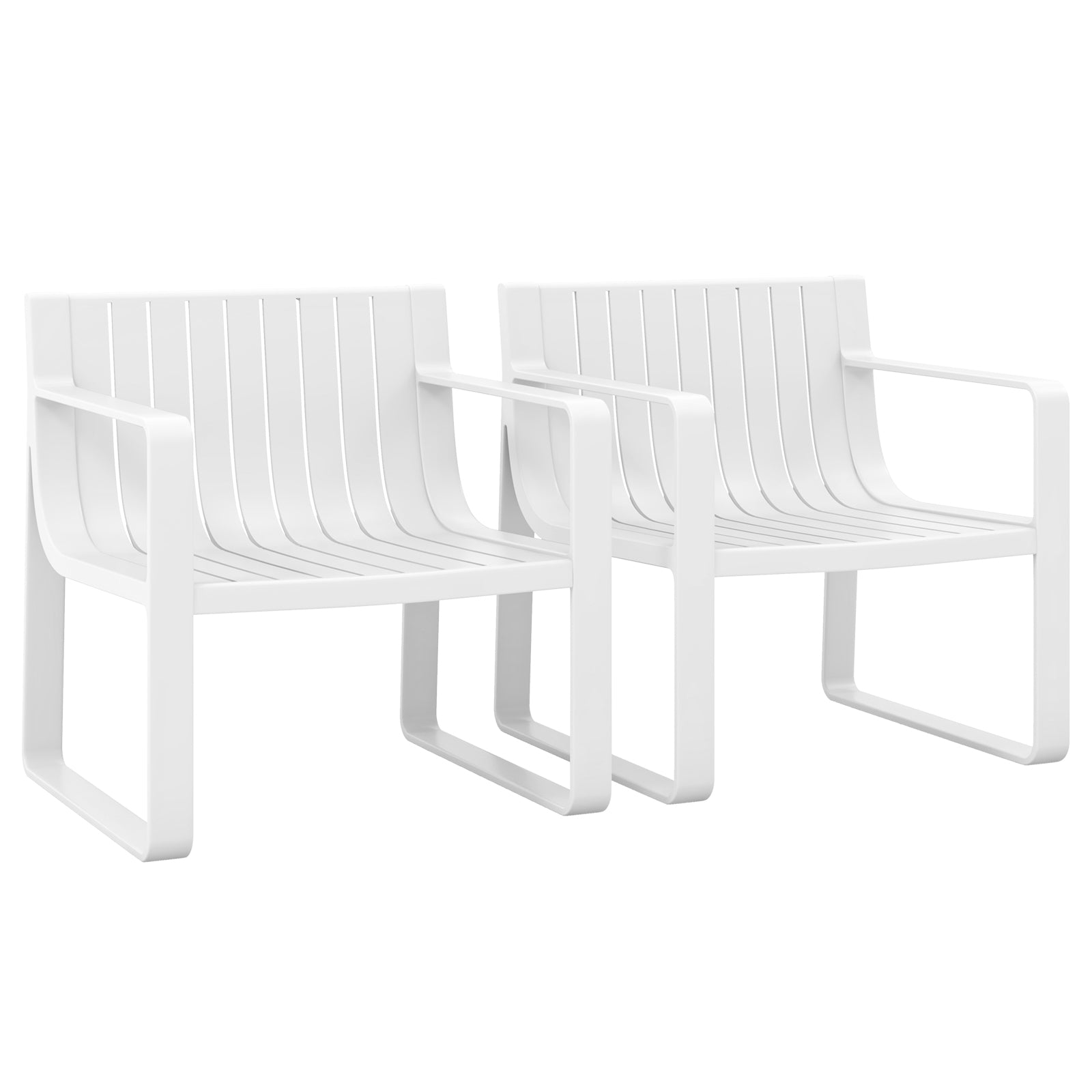Patio Chairs Set of 2 with Curved Backrests and Seats - White
