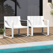 Patio Chairs Set of 2 with Curved Backrests and Seats - White