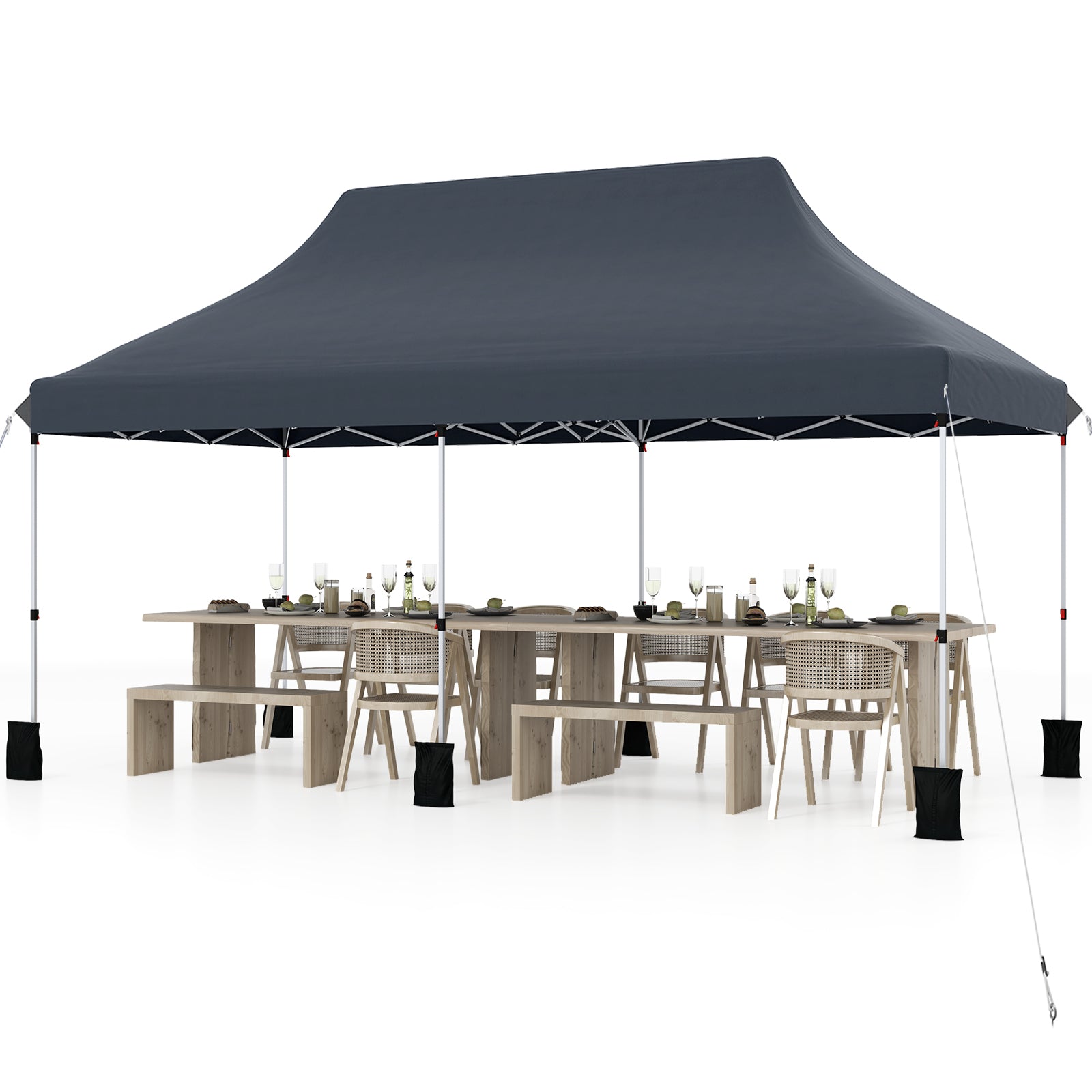 10 x 20 FT Pop up Canopy Tent Foldable Outdoor Gazebo with Carry Bag-Black