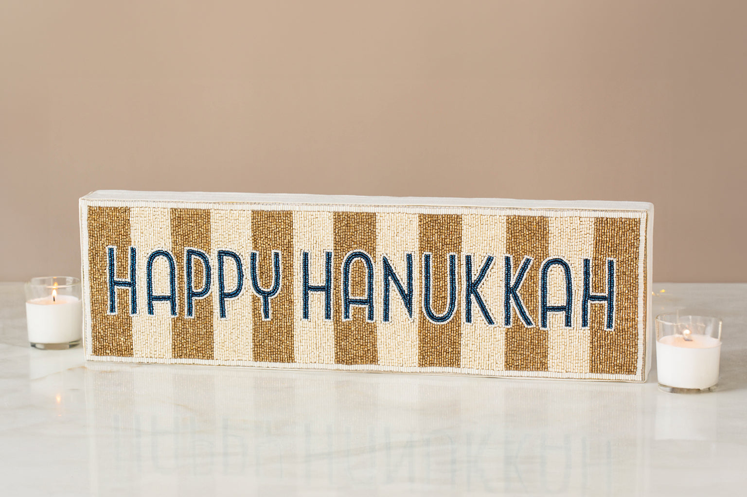 Nava Happy Hanukkah Beaded Sign Holiday Decor