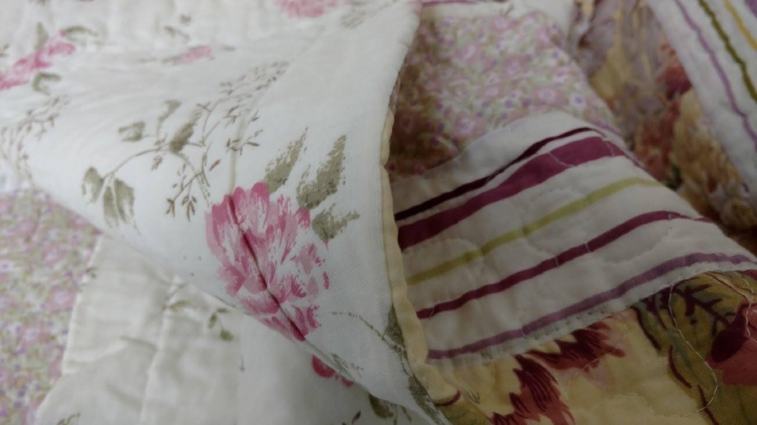 Cottage Floral Blossoming Patchwork Quilted Coverlet Bedspread Set