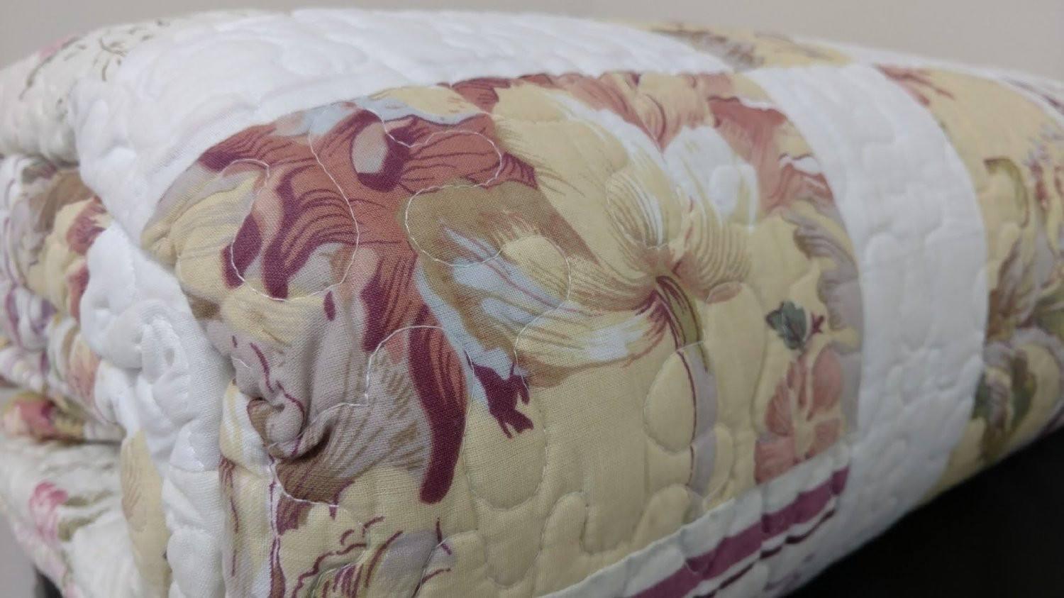 Cottage Floral Blossoming Patchwork Quilted Coverlet Bedspread Set