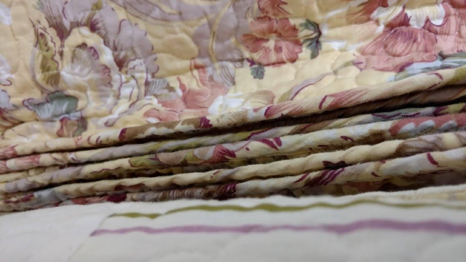 Cottage Floral Blossoming Patchwork Quilted Coverlet Bedspread Set